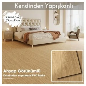 Kendinden Yapışkanlı Lvt Laminant Görünümlü Zemin Kaplama 7ADET 15CM×91CM