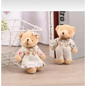 Çift Peluş Ayıcıklı Anahtarlık Sevimli Kız Erkek Oyuncak Ayıcık