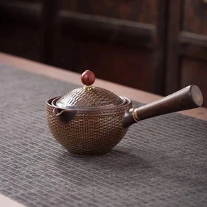 Kumral Tarzı Ahşap Saplı Seramik Demlik Yan Saplı Pot Ev Kung Fu Oolong Filtre Çay Makinesi Yaratıcı Teaware Hediyeler (Yurt Dışından)