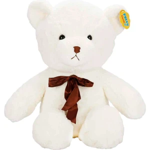 Kurdeleli Peluş Ayı 45 cm - Beyaz