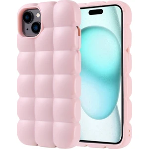 Apple iPhone 15 Plus Kılıf Parlak Esnek Silikon Dom Dom Kapak-Pembe