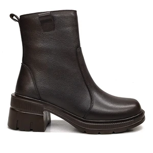 Kadın Hakiki Deri Topuklu Fermuarlı Bot