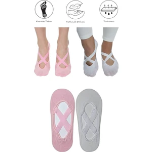 Maruf Shop 2 Adet Bayan Kaydırmaz Tabanlı Yoga Pilates Fitness Dans ve Spor Çorabı