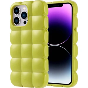 Apple iPhone 14 Pro Max Kılıf Parlak Esnek Silikon Zore Dom Dom Kapak-Yeşil