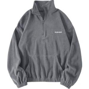 Ghassy Co. Kadın Kanguru Cepli Fermuarlı Polar Sweatshirt