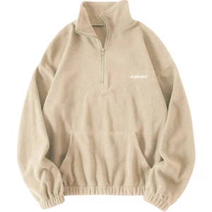Ghassy Co. Kadın Kanguru Cepli Fermuarlı Polar Sweatshirt