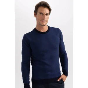 Lacivert Standart Fit Normal Kesim Bisiklet Yaka Triko Kazak R1110AZ23WN