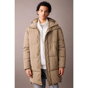 Kapüşonlu Şişme Mont Parka Suni Kürk Astarlı Fermuarlı Cepli U4727AZ23WN