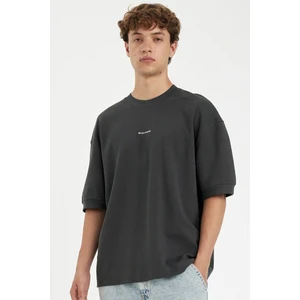 Loose Fit Bisiklet Yaka Baskılı Kısa Kollu Ağır Kumaş Tişört C0896AX24SP