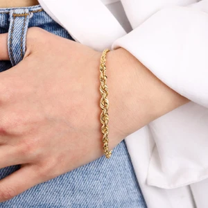 Sembol Gold 14 Ayar Altın Halat Bileklik  5 mm Gelincik
