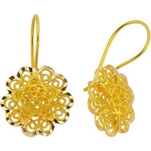 Sembol Gold 14 Ayar Altın Sallantılı Papatya Küpe T1339