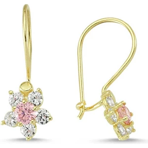 Sembol Gold Altın Çocuk Küpe 14 Ayar Sallantılı Model Taşlı Sg42-70019