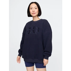 Kadın Lacivert Gap Logo Oversize Sherpa Heart Sweatshirt