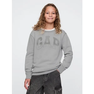 Erkek Çocuk Gri Gap Logo Grafikli Fleece Sweatshirt
