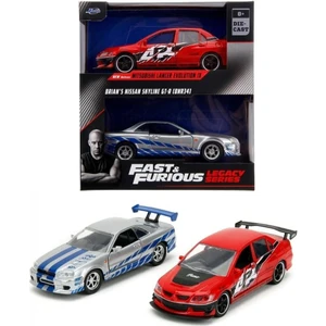 Mini GT Jada Fast And Furious Mitsubishi Lancer Evolution Ix Brian's Nissan Skyline GT-R(R34) Model Araba