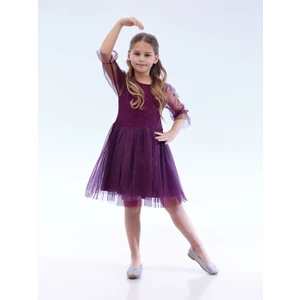 Kız Çocuk Yıldız Baskılı Trend Tül Elbise AK2246