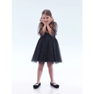 Kız Çocuk Yıldız Baskılı Trend Tül Elbise AK2246