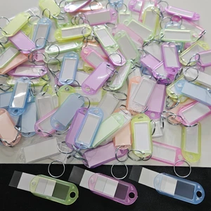 Ünsa Anahtar 100X Anahtarlık Plastik Etiket Kimlik Isimlik Isim Yazı Yazmalık Şeffaf Karışık Renk
