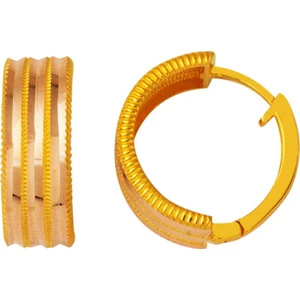 Üç Sıralı Ajda Halka Altın Küpe