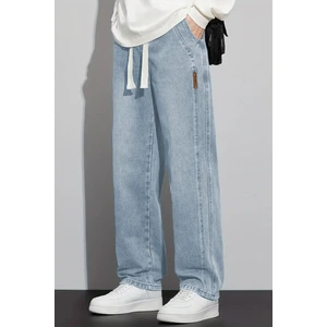 The Rule Erkek Buz Mavi Baggy Beli Lastikli Likralı Bol Kesim Esnek Jean Denim Kot Pantolon RF0484