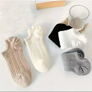 Kabartma Desenli Kadın Sneakers Çorap 5'çift