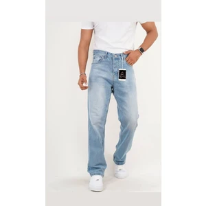 Oray Store  Açık Mavi Taşlamalı Baggy Pantolon