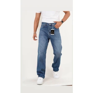 Oray Store  Koyu Mavi Taşlamalı Baggy Pantolon
