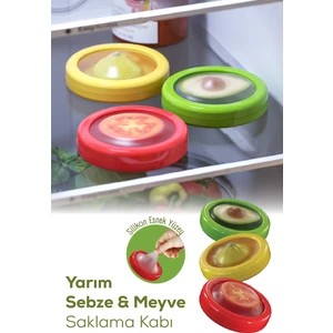 3lü Buzdolabı Için Yarım Meyve ve Sebze Koruma Kabı - Limon, Soğan, Domates Saklama Kutusu Renkli