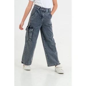 Kız Çocuk Yan Şeritli Kot Pantolon G2143