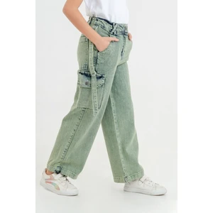 Kız Çocuk Yan Şeritli Kot Pantolon G2143