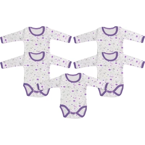 Burç Bebe 5'Li Çıtçıtlı Uzun Kollu Bebek Body - Lila