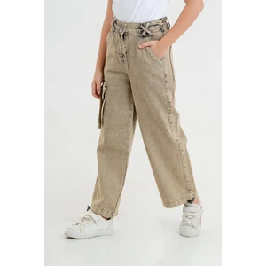 Kız Çocuk Yan Şeritli Kot Pantolon G2143