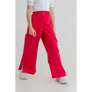 Kız Çocuk Yırtmaçlı Kargo Keten Pantolon G2547