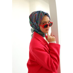 Silk Home Aminenesil Etnik Desen Soft Pamuk Eşarp Fuşya Yeşil Renk