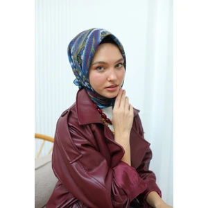 Silk Home Aminenesil Etnik Desen Soft Pamuk Eşarp Mavi Yağ Yeşili Renk