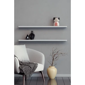 80 cm 2li Mat Beyaz Mdf Uçan Duvar Rafı Gizli Bağlantı Kitaplık