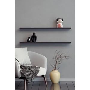80 Cm 2li Mat Siyah Mdf Uçan Duvar Rafı Gizli Bağlantı Kitaplık