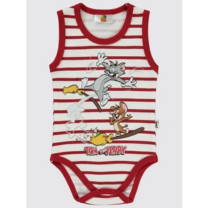 Tom And Jerry Erkek Bebek Çıtçıtlı Badi 1-18 Ay Kırmızı