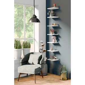 20 cm 7li Mat Beyaz Mdf Uçan Mini Duvar Rafı Gizli Bağlantı Çiçeklik