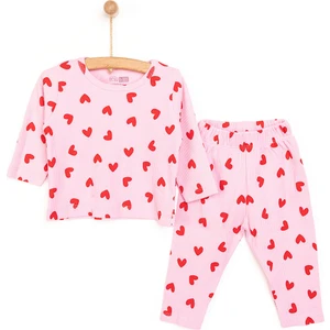 Hellobaby Kaşkorse Uzun Kol Kalp Desen Pijama Takımı