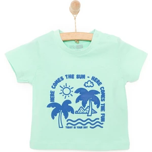 Basic Erkek Deniz ve Palmiye Baskılı T-Shirt Erkek Bebek