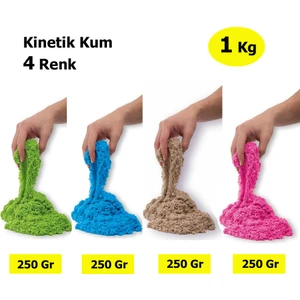 Hobialem, Heroes, Kinetik Kum, 4 Renk 1 Kg, Oyun Kumu, Kalıp Hediyeli