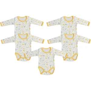 Burç Bebe 5'Li Çıtçıtlı Uzun Kollu Bebek Body - Sarı