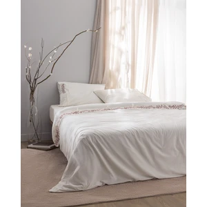 Madame Coco Relief Çift Kişilik %100 Pamuk Bağlamalı Nevresim Takımı - Ekru/Kırmızı