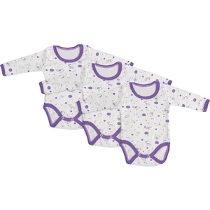 Burç Bebe 3’lü Uzun Kol Çıtçıtlı Bebek Body Seti – %100 Pamuk – 4 Yaş – Erkek/Kız - Lila