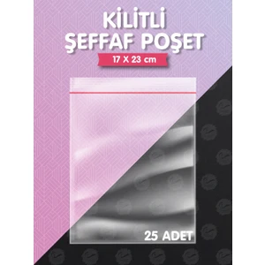 Tuğset Etiket Kilitli Torba 17 x 23  cm  25'li Şeffaf Kilitli Poşet Kına Çerez Kuruyemiş VB.POŞETI x T1138