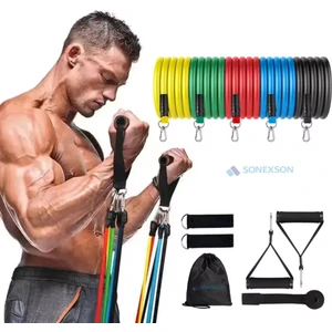 11 Parça Direnç Lastiği Seti Pilates Kondisyon Yoga Kardiyo Aerobik Fitness Egzersiz Direnç Lastik