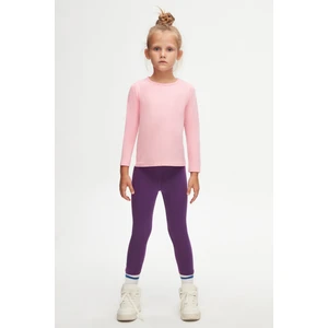 Pembe Basic Mevsimlik Likralı Uzun Kollu Kız Çocuk Tişört