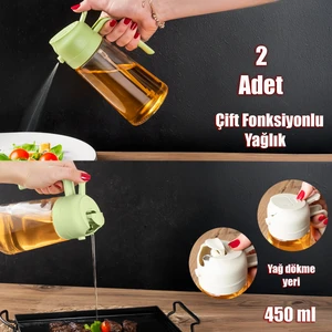 Çok Amaçlı Cam Sprey Şişe -Yağdanlık Limon Sirke Sos Püskürtücü, Sızdırmaz Yağdanlık Yeşil