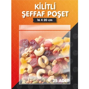Kilitli Torba 16X20 cm 25'li Şeffaf Kilitli Poşet Kına Çerez Kuruyemiş VB.POŞETI-T1072